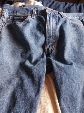 Levi's 505 Medium Blue Denim Jeans with Leather Patch.